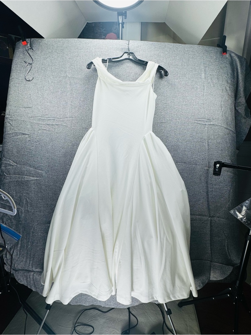 Fashion Nova White Midi A-Line Dress